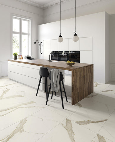 24 X 48 Calcutta Gold Matte Marble Look Porcelain Tile