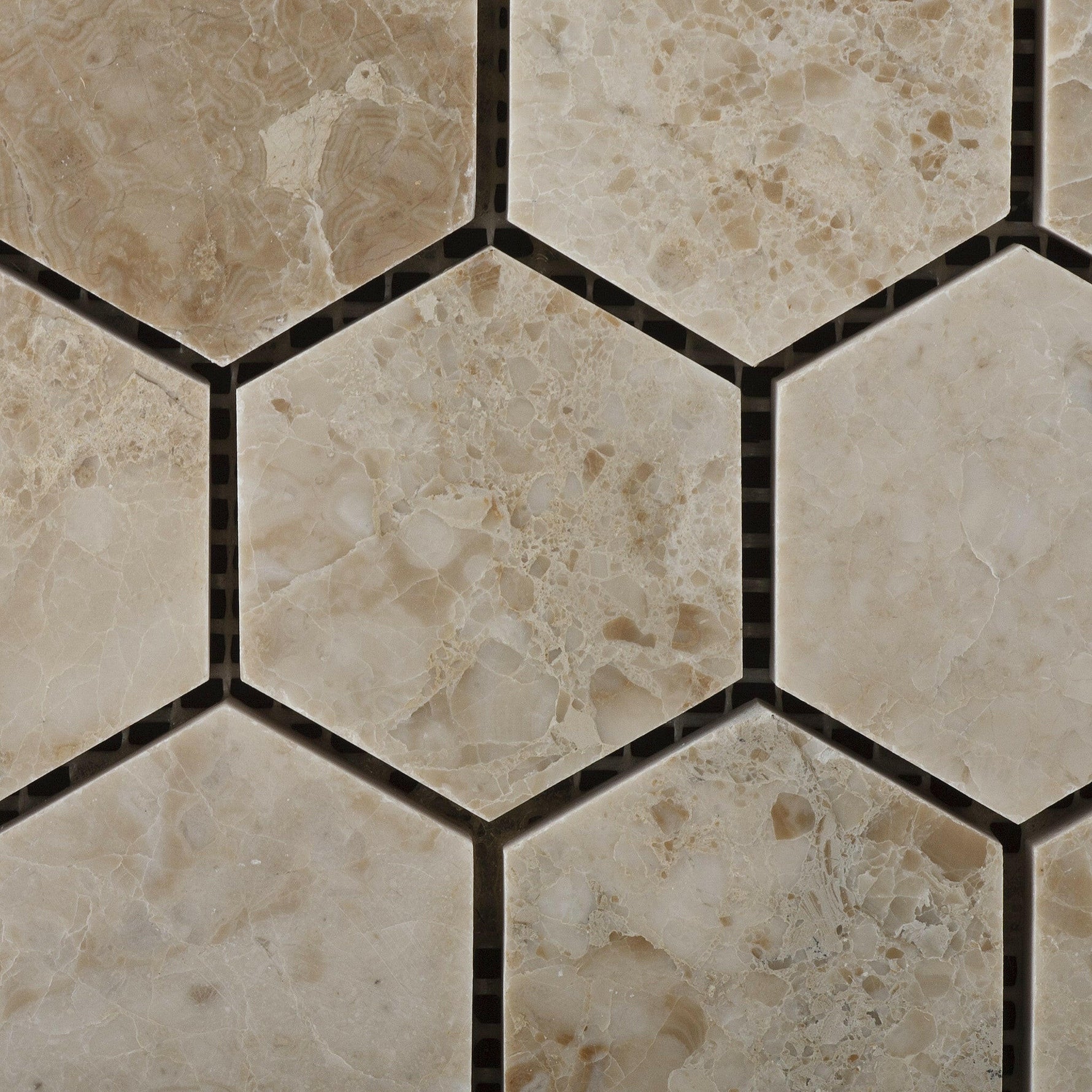 Cappuccino Marble Polished 2" Hexagon Mosaic Tile-Marble Mosaic-American Tile Depot