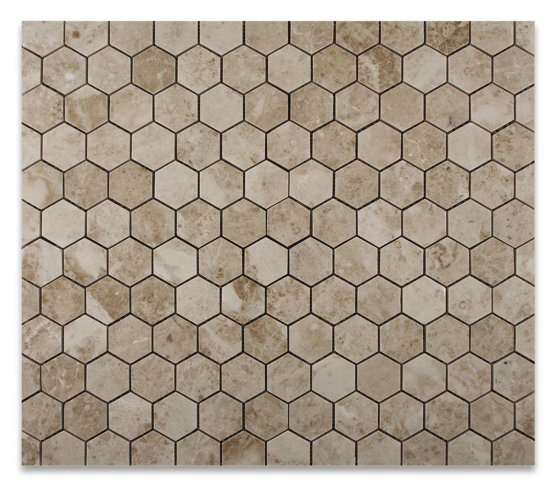 Cappuccino Marble Polished 2" Hexagon Mosaic Tile-Marble Mosaic-American Tile Depot