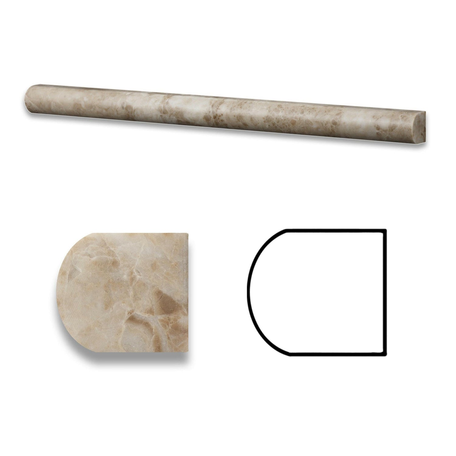 Cappuccino Marble Polished 3/4 X 12 Bullnose Liner-Marble Molding/Trim-American Tile Depot