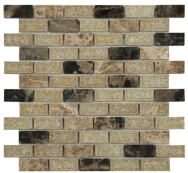 1 x 2 Garnet Brick Cappuccino Mosaic Wall Tile-Mixed Mosaic-American Tile Depot