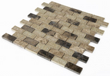 1 x 2 Garnet Brick Cappuccino Mosaic Wall Tile