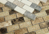 1 x 2 Garnet Brick Cappuccino Mosaic Wall Tile