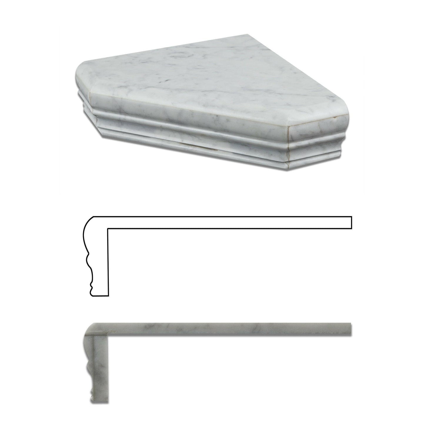 Carrara White Marble Hand-Made Custom Shower Corner Shelf - Polished-Accessories-American Tile Depot