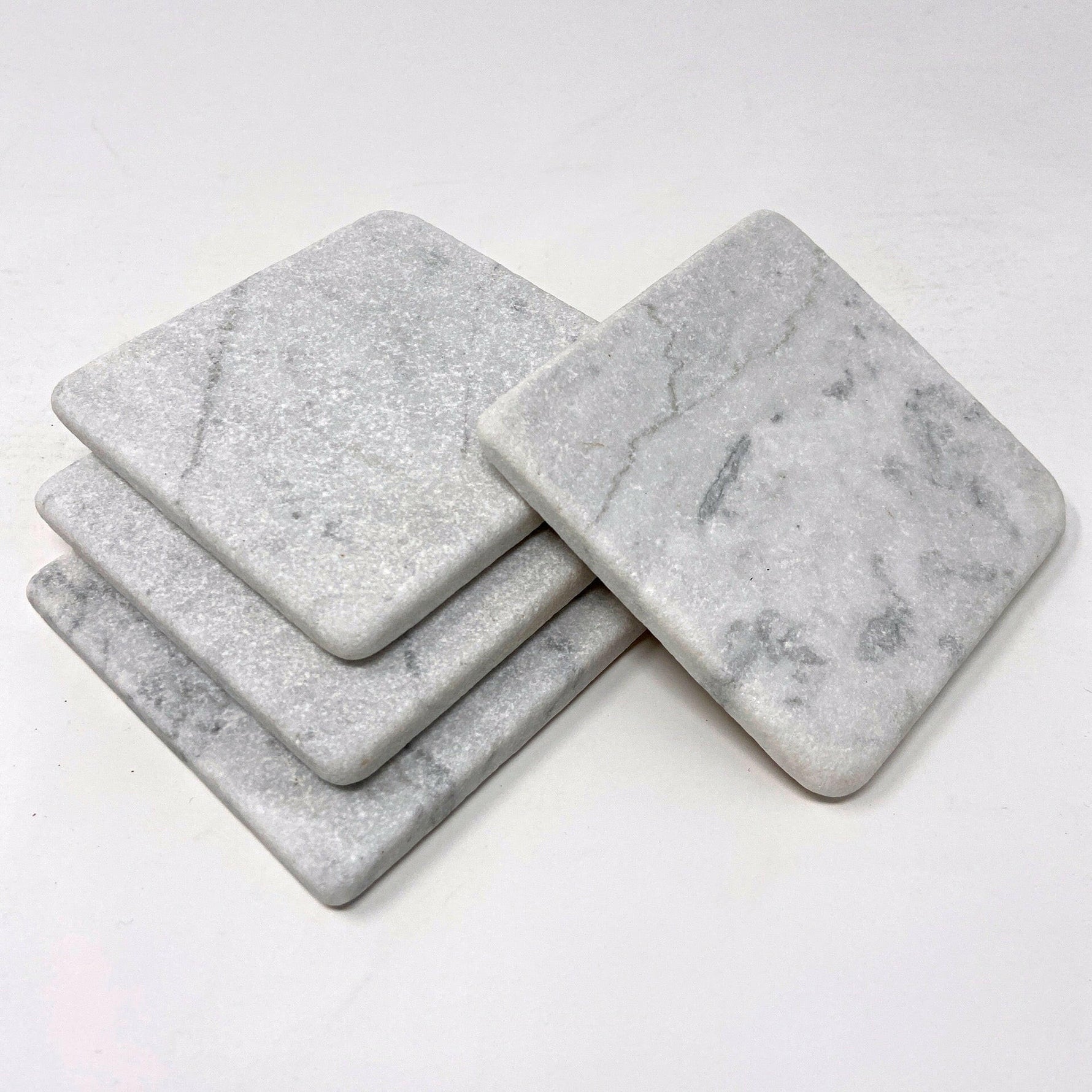 Carrara White Marble Handmade Coasters - Set of 4-Marble Coasters-American Tile Depot