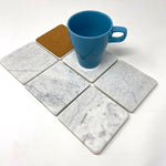 Carrara White Marble Handmade Coasters - Set of 6-Marble Coasters-American Tile Depot