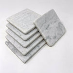 Carrara White Marble Handmade Coasters - Set of 6-Marble Coasters-American Tile Depot