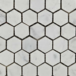 Carrara White Marble Honed 1" Mini Hexagon Mosaic Tile-Marble Mosaic-American Tile Depot