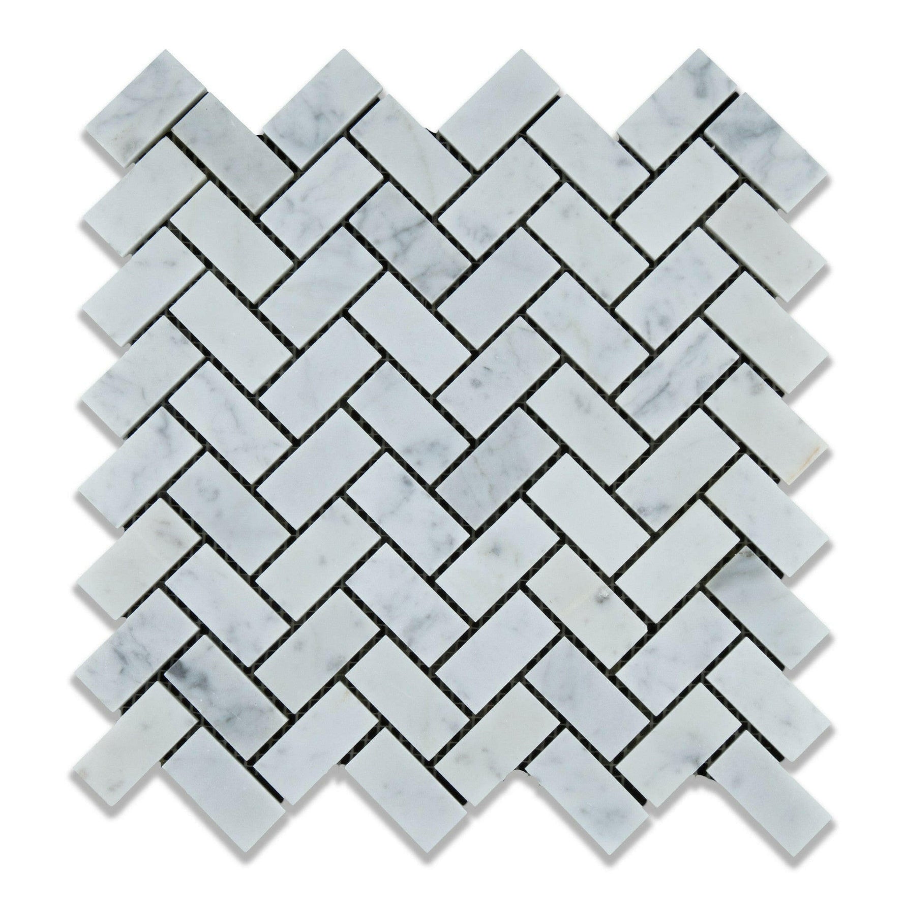 Carrara White Marble Honed 1 x 2 Herringbone Mosaic Tile-Marble Mosaic-American Tile Depot