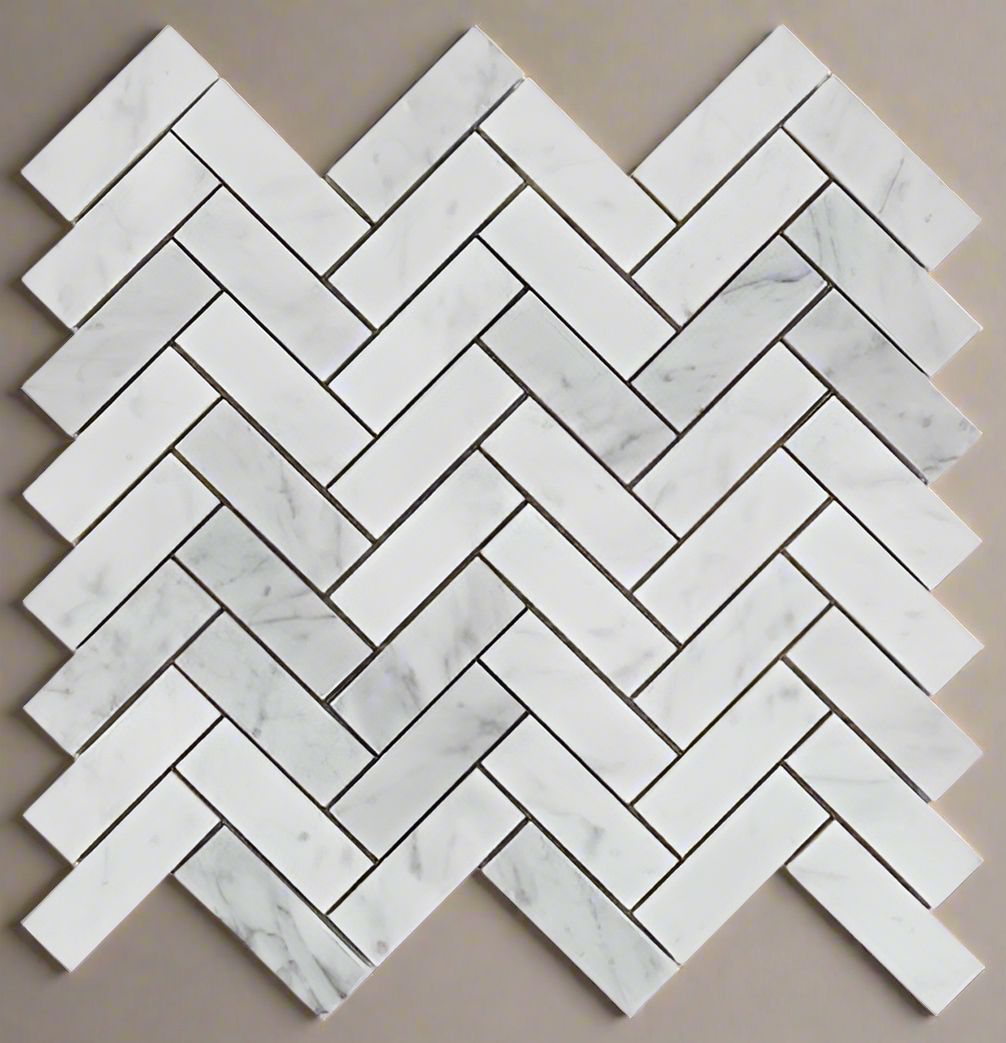 Carrara White Marble Honed 1 x 3 Herringbone Mosaic Tile-Marble Mosaic-American Tile Depot