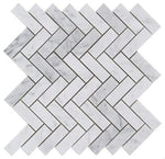 Carrara White Marble Honed 1 x 3 Herringbone Mosaic Tile-Marble Mosaic-American Tile Depot