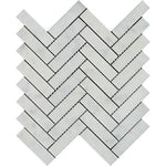 Carrara White Marble Honed 1 x 4 Herringbone Mosaic Tile-Marble Mosaic-American Tile Depot