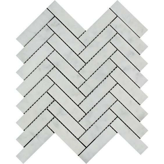 Carrara White Marble Honed 1 x 4 Herringbone Mosaic Tile-Marble Mosaic-American Tile Depot