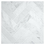 Carrara White Marble Honed 1.25 x 6 Herringbone Mosaic Tile-Marble Mosaic-American Tile Depot