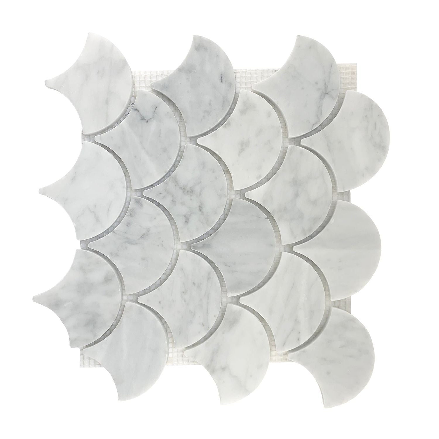 Carrara White Marble Honed 3" Fan Mosaic Tile-Marble Mosaic-American Tile Depot