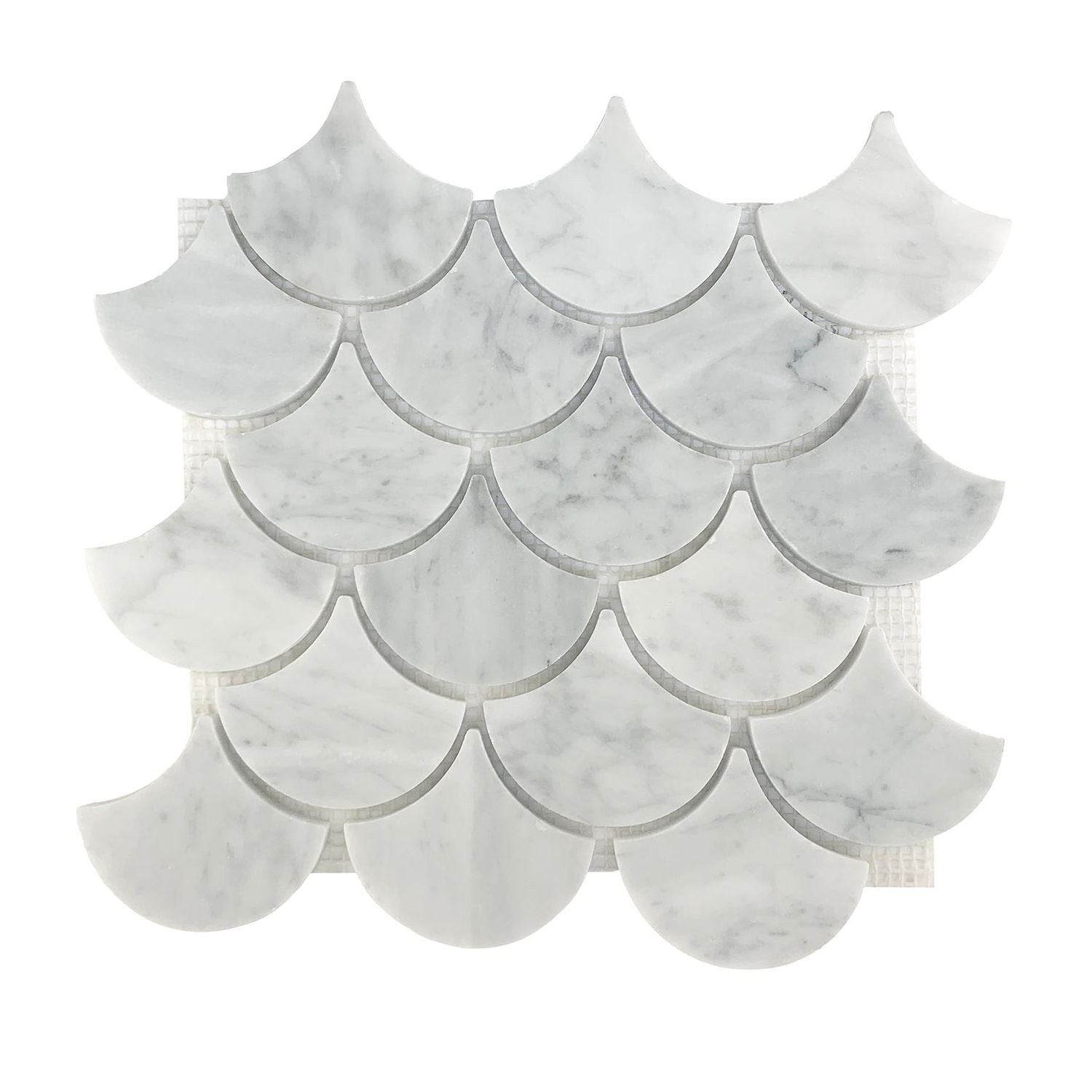 Carrara White Marble Honed 3" Fan Mosaic Tile-Marble Mosaic-American Tile Depot