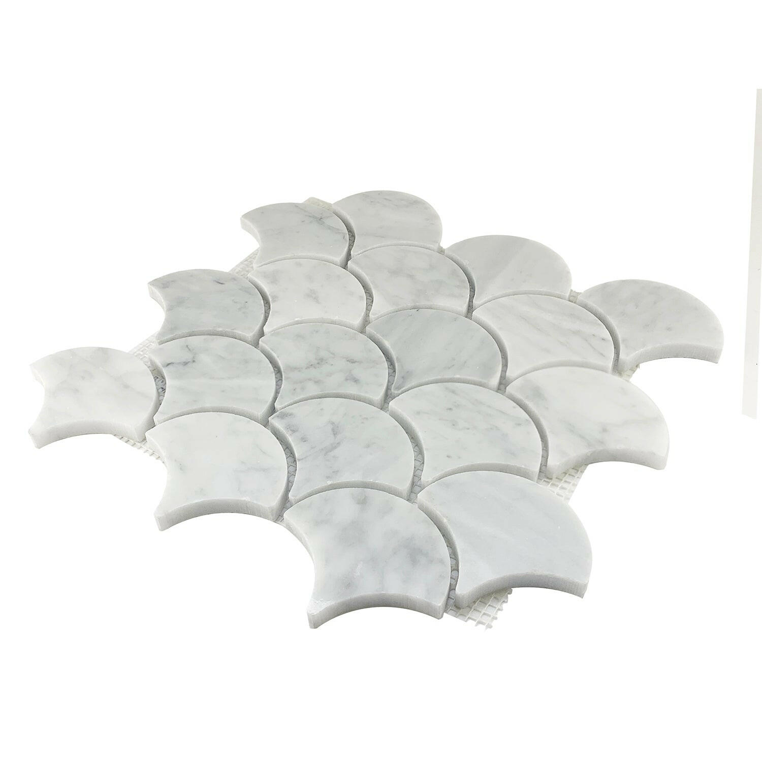 Carrara White Marble Honed 3" Fan Mosaic Tile-Marble Mosaic-American Tile Depot