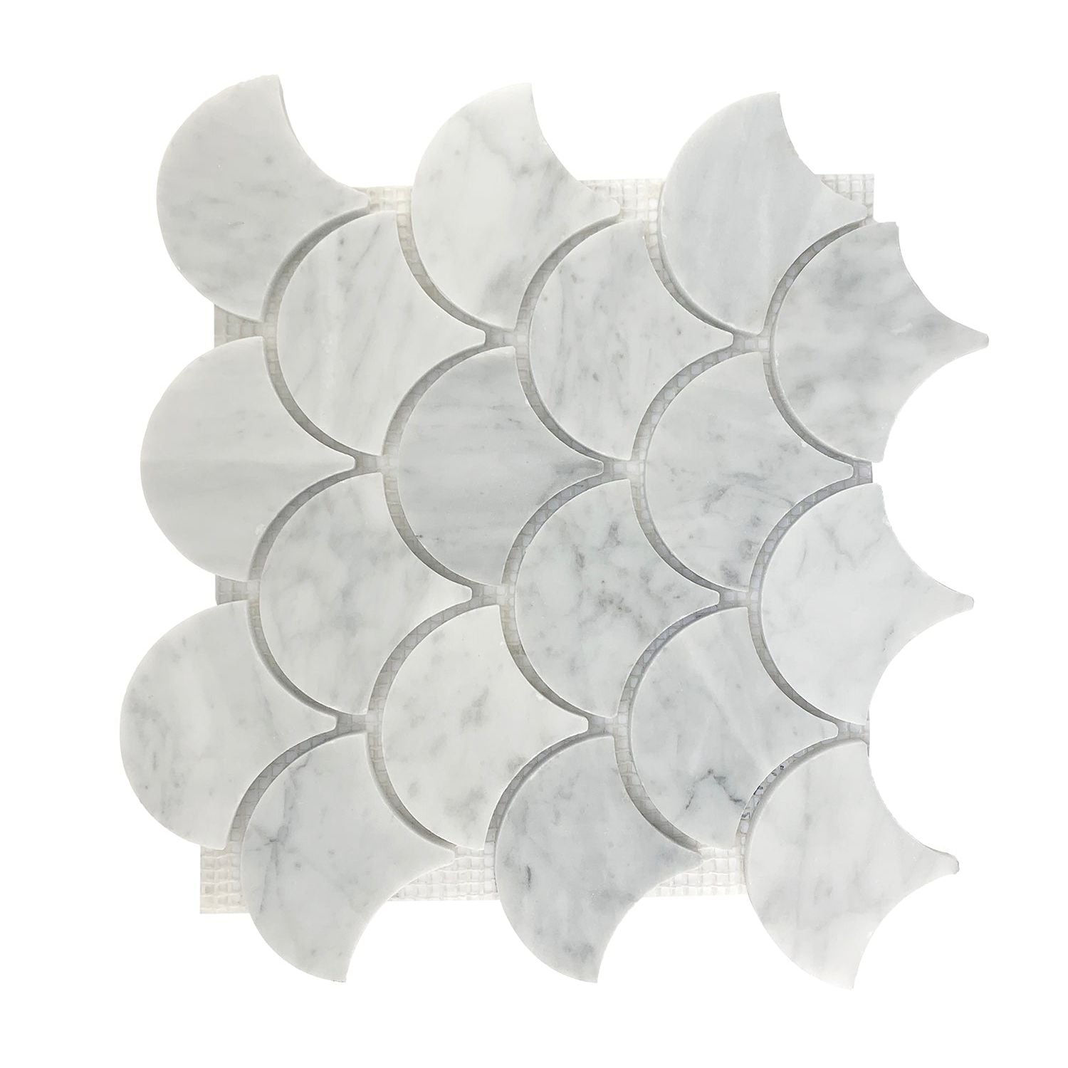 Carrara White Marble Honed 3" Fan Mosaic Tile-Marble Mosaic-American Tile Depot