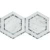 Carrara White Marble Honed 5" Hexagon Combination MosaicTile w / Blue-Gray-Marble Mosaic-American Tile Depot