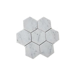 Carrara White Marble Honed 5" Large Hexagon Mosaic Tile-Marble Mosaic-American Tile Depot