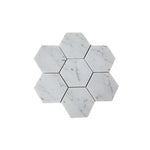 Carrara White Marble Honed 5" Large Hexagon Mosaic Tile-Marble Mosaic-American Tile Depot