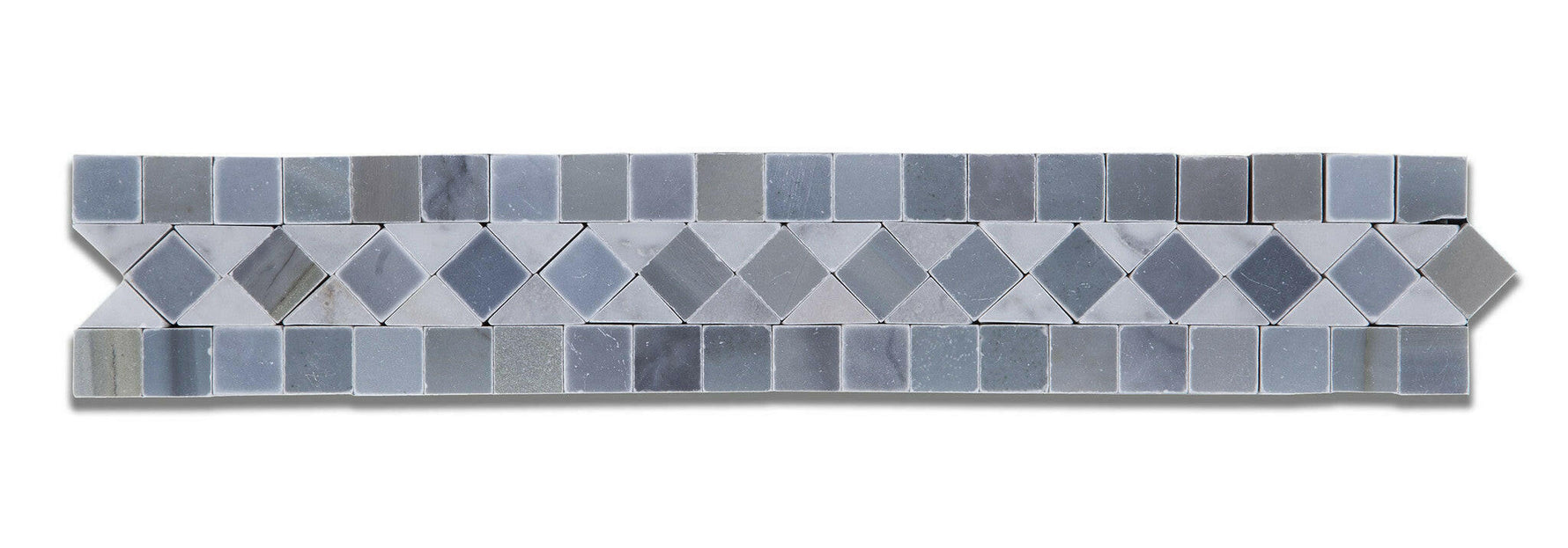 Carrara White Marble Honed BIAS Border Listello w/ Blue-Gray Dots-Marble Border-American Tile Depot