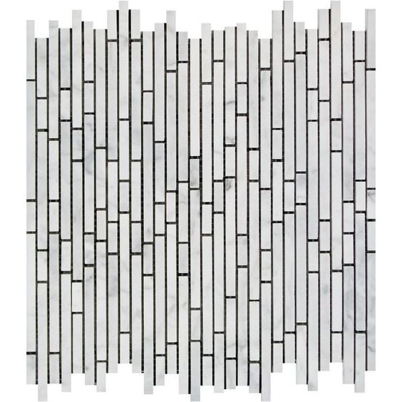 Carrara White Marble Honed Bamboo Sticks Mosaic ( Single-Color Carrara )-Marble Mosaic-American Tile Depot