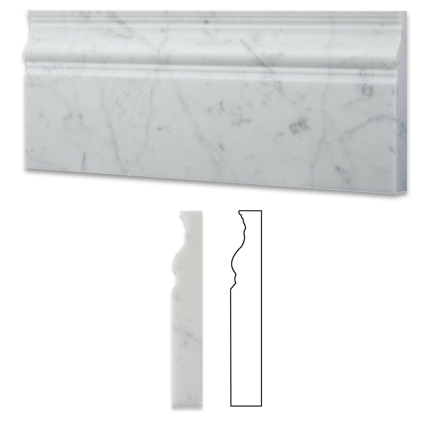 Carrara White Marble Honed Baseboard Trim Molding-Marble Molding/Trim-American Tile Depot