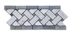 Carrara White Marble Honed Basketweave Border Listello w/ Blue-Gray Dots-Marble Border-American Tile Depot