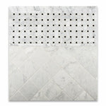 Carrara White Marble Honed Basketweave Mosaic Tile w/ Black Dots-Marble Mosaic-American Tile Depot