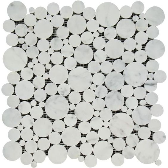 Carrara White Marble Honed Bubbles Mosaic Tile-Marble Mosaic-American Tile Depot