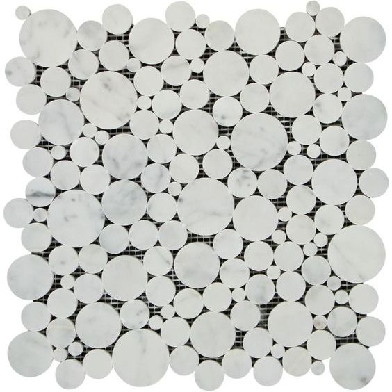 Carrara White Marble Honed Bubbles Mosaic Tile-Marble Mosaic-American Tile Depot