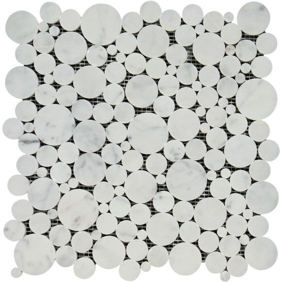 Carrara White Marble Honed Bubbles Mosaic Tile-Marble Mosaic-American Tile Depot