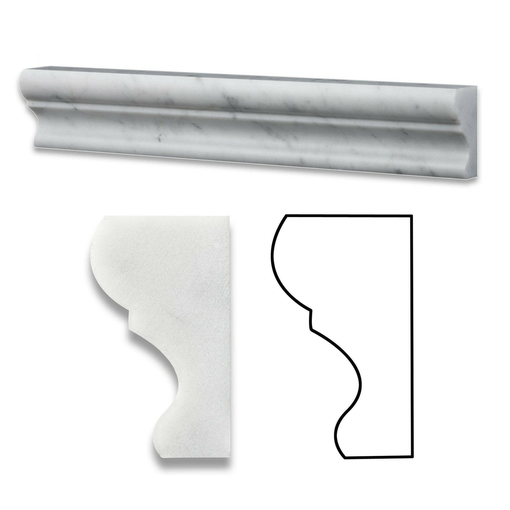 Carrara White Marble Honed Crown - Mercer Molding Trim-Marble Molding/Trim-American Tile Depot