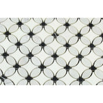 Carrara White Marble Honed Florida Flower Mosaic Tile w/Black Dots-Marble Mosaic-American Tile Depot