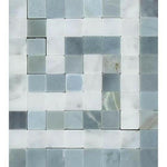 Carrara White Marble Honed Greek Key Border Corner w / Blue Gray Dots-Marble Border-American Tile Depot