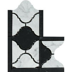 Carrara White Marble Honed Lantern Border Corner w / Black Dots-Marble Border-American Tile Depot