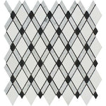 Carrara White Marble Honed Lattice Mosaic Tile w / Black Dots-Marble Mosaic-American Tile Depot