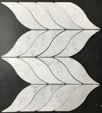 Carrara White Marble Honed Leaf Pattern Mosaic Tile-Marble Mosaic-American Tile Depot