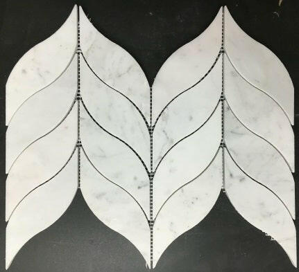 Carrara White Marble Honed Leaf Pattern Mosaic Tile-Marble Mosaic-American Tile Depot