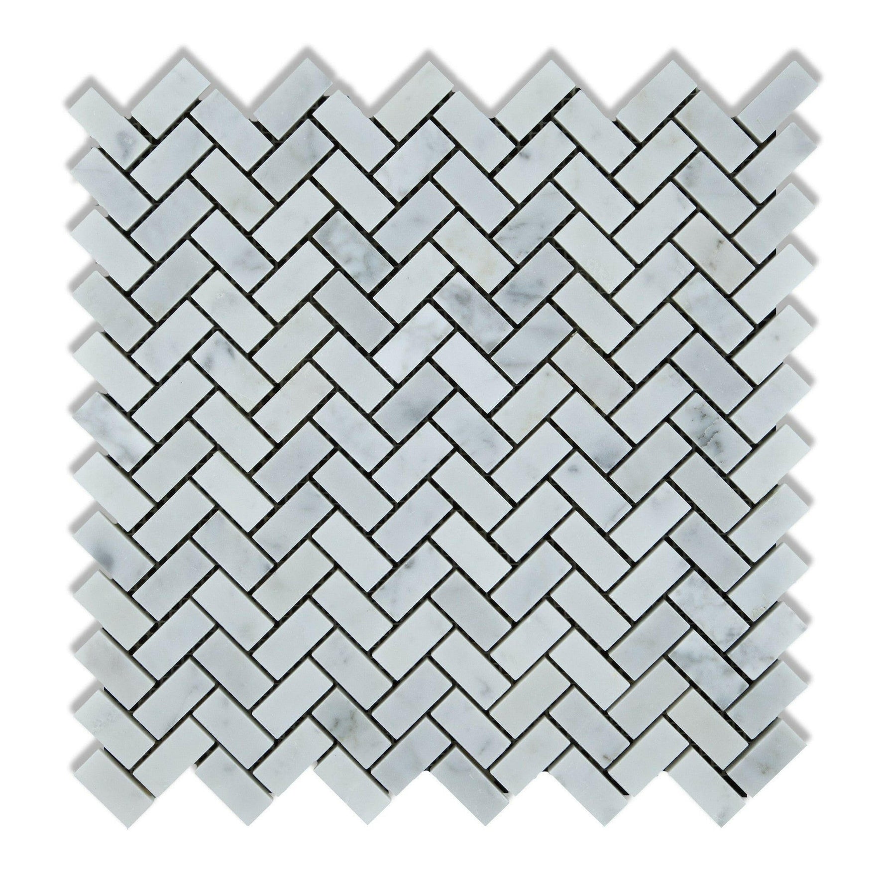 Carrara White Marble Honed Mini Herringbone Mosaic Tile-Marble Mosaic-American Tile Depot