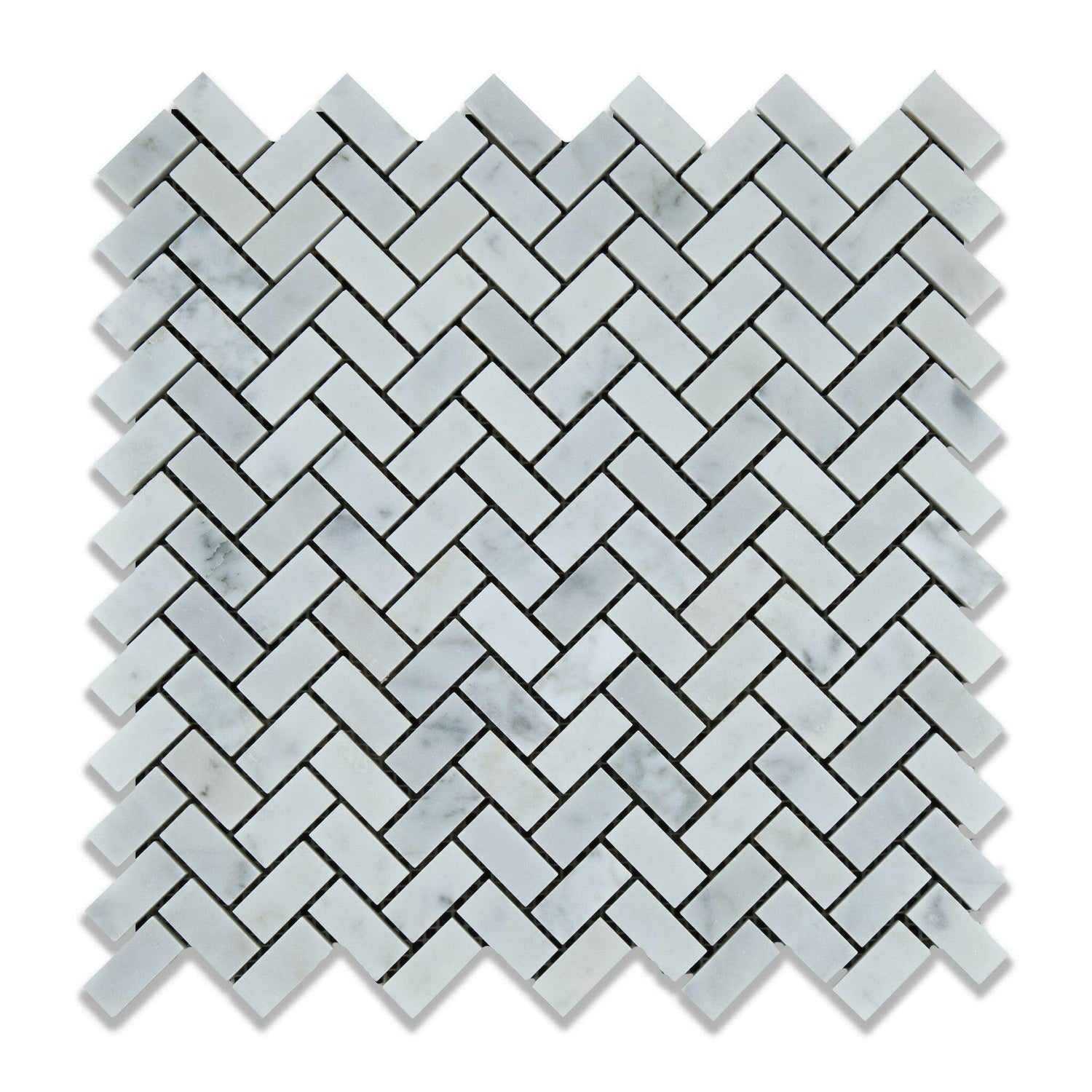 Carrara White Marble Honed Mini Herringbone Mosaic Tile-Marble Mosaic-American Tile Depot