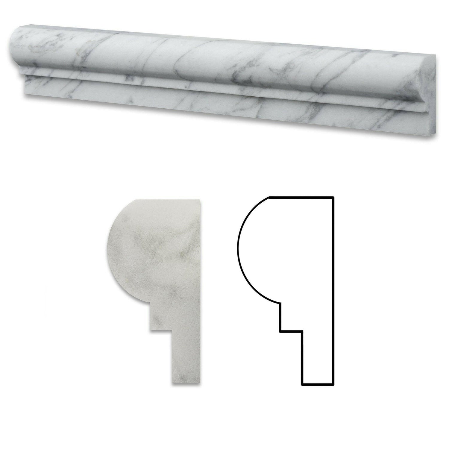 Carrara White Marble Honed OG-1 Chair Rail Molding Trim-Marble Molding/Trim-American Tile Depot