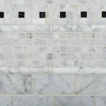 Carrara White Marble Honed Pinwheel Mosaic Tile w/ Black Dots-Marble Mosaic-American Tile Depot