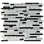 Carrara White Marble Honed Tricolor Bamboo Sticks Mosaic (Carrara + Thassos + Black )-Marble Mosaic-American Tile Depot