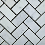 Carrara White Marble Polished 1 x 2 Herringbone Mosaic Tile-Marble Mosaic-American Tile Depot