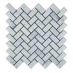 Carrara White Marble Polished 1 x 2 Herringbone Mosaic Tile-Marble Mosaic-American Tile Depot