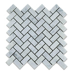 Carrara White Marble Polished 1 x 2 Herringbone Mosaic Tile-Marble Mosaic-American Tile Depot