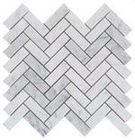 Carrara White Marble Polished 1 x 3 Herringbone Mosaic Tile-Marble Mosaic-American Tile Depot