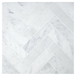 Carrara White Marble Polished 1.25 x 6 Herringbone Mosaic Tile-Marble Mosaic-American Tile Depot